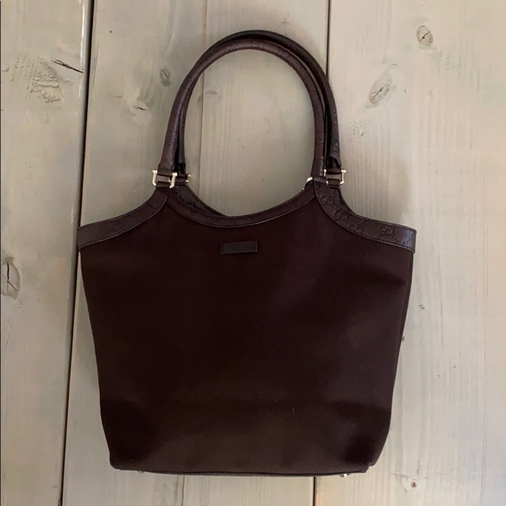 Gucci Dark Brown Canvas/Leather Shoulder Bag